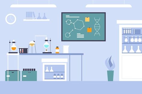 Laboratory Background Design, Laboratory Design Illustration, Chemistry Gif, Laboratory Illustration, Laboratory Background, Teacher Background, Microbiology Lab, Cute Valentines Day Ideas, Science Room