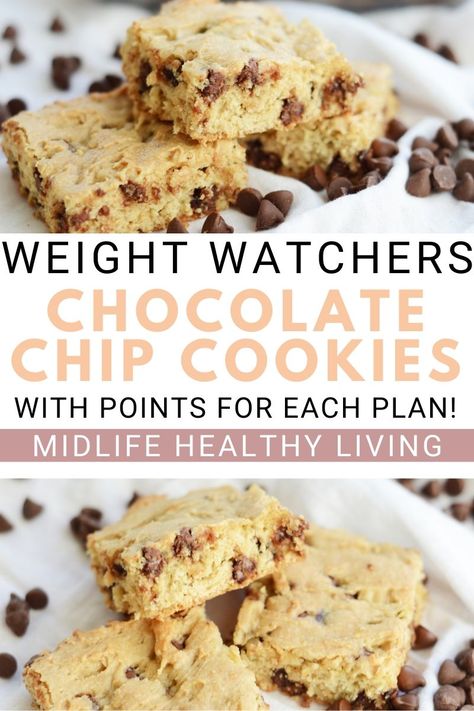 Ww Chocolate, Weight Watchers Cheesecake, Weight Watcher Cookies, Edible Cookie Dough Recipe, Best Chocolate Chip Cookies Recipe, Chocolate Chip Cookies Ingredients, Chocolate Chip Bars, Ww Desserts, Chocolate Chip Cookie Bars