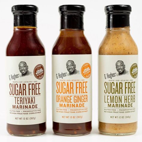 Sugar Free Marinades are a new addition to award-winning G. Hughes Smokehouse's low carb condiments. G. Hughes Sugar Free Marinades are gluten free and contain no preservatives or high fructose corn syrup. G Hughes Sugar Free Recipes, Orange Ginger Marinade, Sugar Free Sauces, Gluten Free Bbq Sauce, Sugar Free Teriyaki Sauce, Ginger Marinade, Healthy Orange Chicken, Gluten Free Bbq, Grilled Chicken Marinade