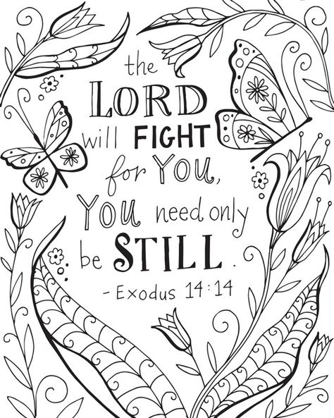 Bible Verse Exodus, Tulips And Butterflies, Coloring Bible, Bible Notebook, Bible Coloring Sheets, Coloring Canvas, Jesus Coloring Pages, Bible Verse Coloring Page, Scripture Coloring