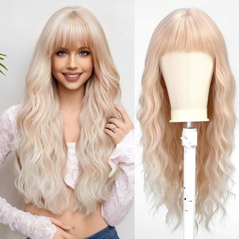 PRICES MAY VARY. ❤【Natural Wig】- This charming wig use special technology to make the wig natural and neat. The hair has a nice thickness and weight to it, and the fibers feel nice and soft without tangling easily.It also have a natuaral part and front. You can wear it for daily use, costume party, Halloween, cosplay, dating, fashion or just for fun.You will get a realistic and natural looking with it. ❤【Healthy Material】- This wig use Japanese Kanekalon fiber which is suitable for long term use Highlight Wig, Blonde Wigs, Natural Wigs, Wig Stand, Best Wigs, Wig Caps, Hair Density, Blonde Wig, Party Halloween