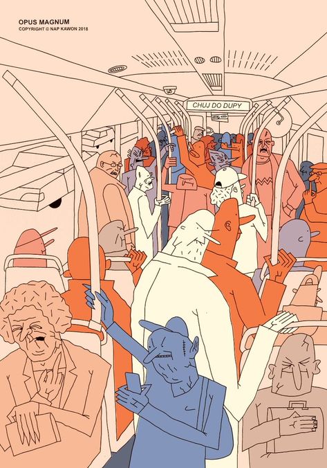 Sketchy Aesthetic, Busy Illustration, Hospital Illustration, Sketchy Illustration, Bus Illustration, Magazine Ideas, Background Cartoon, Arte Inspo, People Illustration