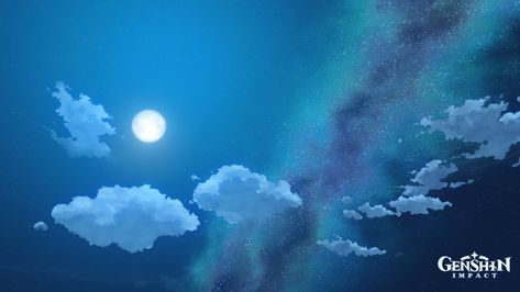 Genshin Night Sky, Genshin Aesthetic, Drawing Backgrounds, Beautiful Backgrounds, Ocean View, Night Sky, Night Skies, Genshin Impact, Profile Picture