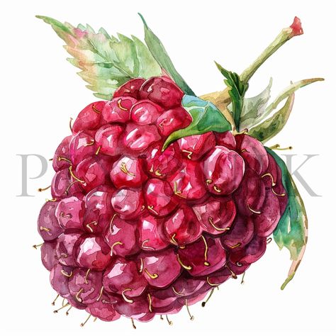 Raspberry Watercolor, Raspberry Clipart, Raspberry Art, Fruit Clipart, Collage Images, Art Fruit, Watercolor Fruit, Wall Hanging Crafts, Dog Drawing