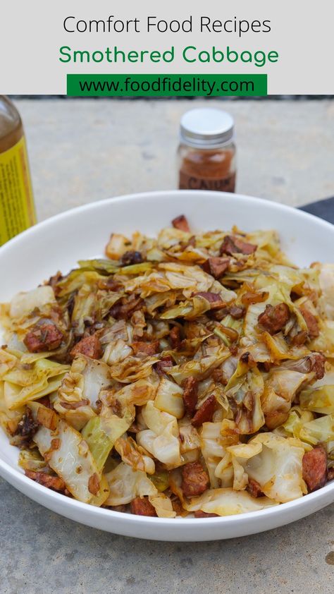 Craving a comforting Southern classic? This smothered cabbage recipe is packed with flavor! Tender cabbage, smoky bacon, and savory spices come together for the perfect side dish or easy weeknight meal. Simple ingredients, big flavor! Smothered Cabbage Recipe, Cabbage Cooked, Smothered Cabbage, Comforting Recipes, Southern Comfort Food, Sides Dishes, Cabbage Recipe, Comfort Food Southern, Food Easy