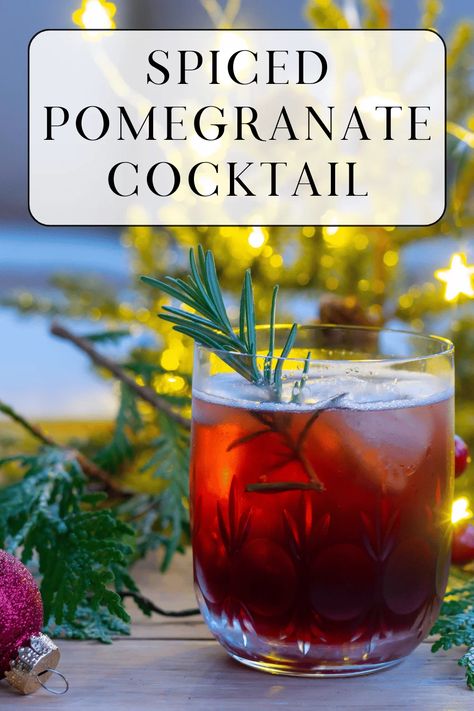 Pomegranate juice, spiced with ginger, cloves, cinnamon, and cardamom, is paired with vodka and herby/citrusy B & B in this festive Spiced Pomegranate Cocktail. Spring Drink Recipes, Cinnamon Cocktail, Pomegranate Cocktail, Popular Cocktail Recipes, Pom Juice, Pomegranate Cocktails, Cocktails For A Crowd, Cocktail Vodka, Ginger Cocktails