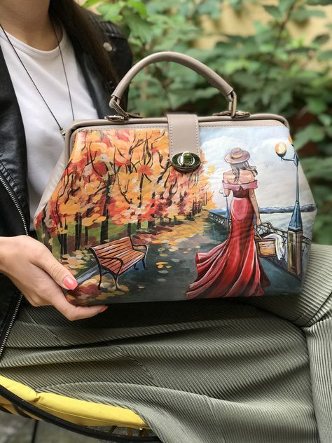 🎨 hand-painted ✈️worldwide delivery Hand Painted Leather Bag, Painted Leather Bag, Hand Painted Leather, Unique Bags, Handmade Bag, Diy Hair Bows, Satchel Purse, Bag Handmade, Handmade Bags