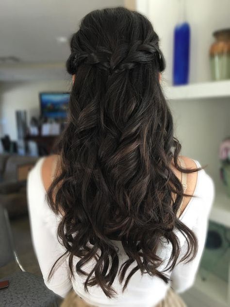 Prom Hairstyles Half Up Half Down Braid Brown Hair, Long Brown Hair Half Up Half Down, Wedding Hairstyles Asian, Charlotte Bridgerton, Braided Half Up Half Down Hair, Bridal Hair Half Up Half Down, Hairstyles Asian, Braid Half Up Half Down, Bridal Hair Half Up