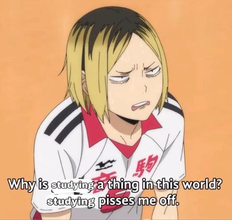 we all hate studying yayyy 🤡 #kenma #haikyuu Kenma Haikyuu, Haikyuu Kenma, Haikyuu Meme, Haikyuu Characters, Funny Anime Pics, All Anime, Haikyu!!, One Pic, Anime Funny