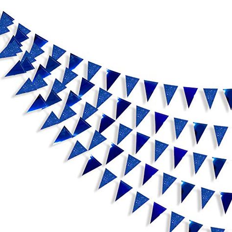 Navy Party Themes, Navy Blue Party Decorations, Paper Triangle, Navy Blue Party, Blue Party Decorations, Happy Birthday Blue, Triangle Banner, Hawaiian Party Decorations, Nautical Themed Party