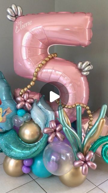 Mermaid Balloon Bouquet, Number Balloon Bouquet, Mermaid Number, Mermaid Balloons, Number Balloons, Balloon Bouquet, Mermaid Party, Backdrops For Parties, 5th Birthday