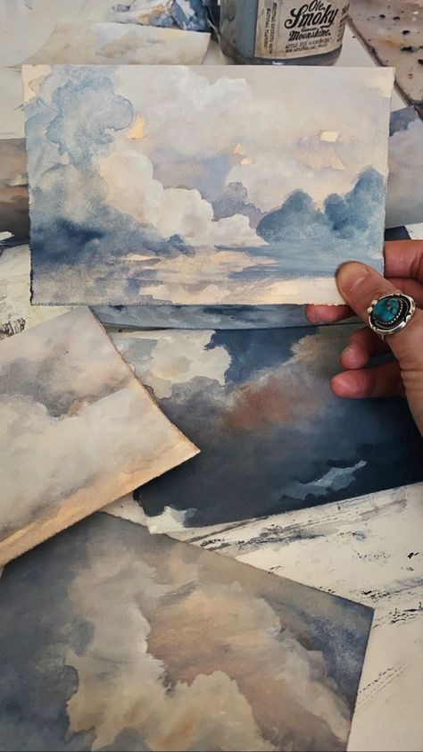 Painting Clouds, 수채화 그림, Watercolor Art Lessons, Watercolor Inspiration, Watercolor Drawing, Painting Art Projects, 그림 그리기, Artsy Fartsy, Painting Inspiration