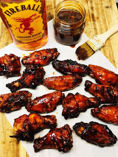 Fireball Whiskey Chicken Wings - Cooks Well With Others Chicken Wings Ideas, Recipes Chicken Wings, Wings Ideas, Whiskey Chicken, Fireball Recipes, Barbecue Chicken Wings, Glazed Chicken Wings, Smoked Chicken Wings, Fireball Whiskey