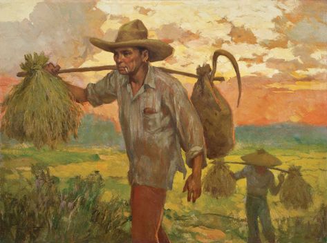 Fernando Amorsolo, Farmer Painting, Philippine Mythology, Filipino Art, Philippine Art, Philippines Culture, Historical Painting, Figurative Artwork, Quezon City