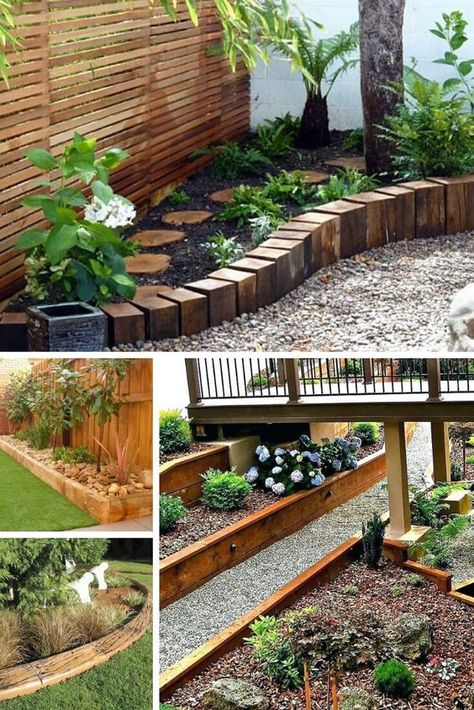 Timber Garden Edging, Diy Garden Edging, Garden Edging Ideas Cheap, Breakfast Stickers, Wood Garden Edging, Quotes Painting, Rice Menu, Wood Edging, Garden Edging Ideas