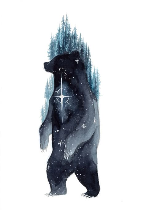 Bear Tattoos, Bear Drawing, Trendy Tattoo, Bear Tattoo, Star Gazing, Bear Art, Arte Animal, Animal Tattoos, Black Bear