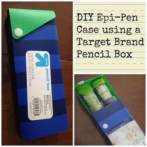 How you can use a $0.69 pencil case to make a simple Epi-pen carrier. Epi Pen Storage, Nut Free Candy, Nurse Clinic, Baby Food Allergies, Epi Pen, Fish Allergy, Work Office Ideas, Epi Pen Case, School Nurse Office