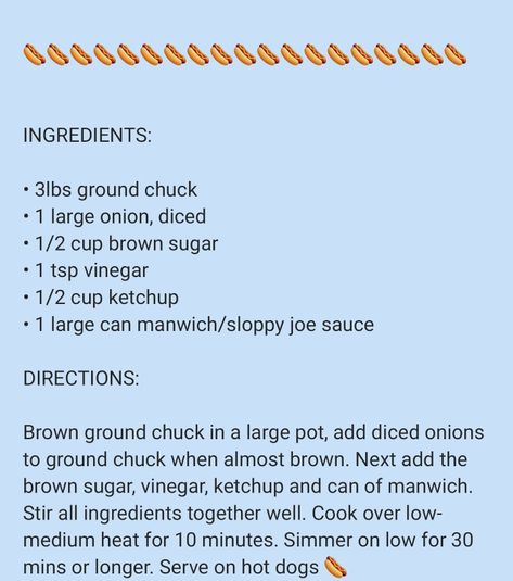 Manwich Chili Recipe, Season Blends, Hot Dog Sauce Recipe, Hotdog Chili Recipe, Coney Sauce, Sloppy Joe Sauce, Hot Dog Sauce, Recipes Copycat, Hot Dog Chili