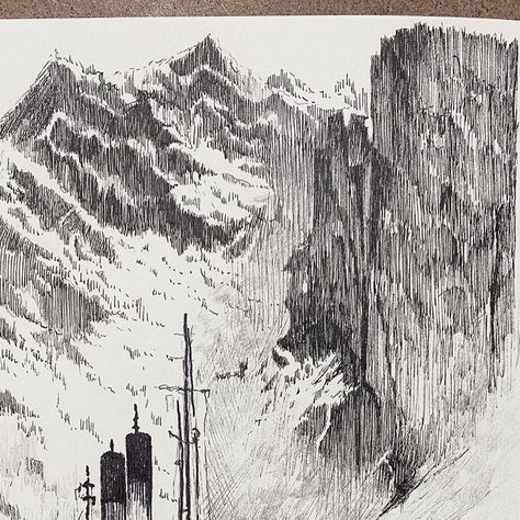 W E L A T G U N E S on Instagram: "glaciers and fog #inktober #ink #sketches #sketching #draw #drawing #arthistory #arthitecture #architect #archilovers #sketchbook #inkpen #penandink" Glacier Drawing, Ridge Drawing, Sketch Style, Architectural Drawing, Nature Journal, Art References, Draw Drawing, Art Project, Architecture Drawing