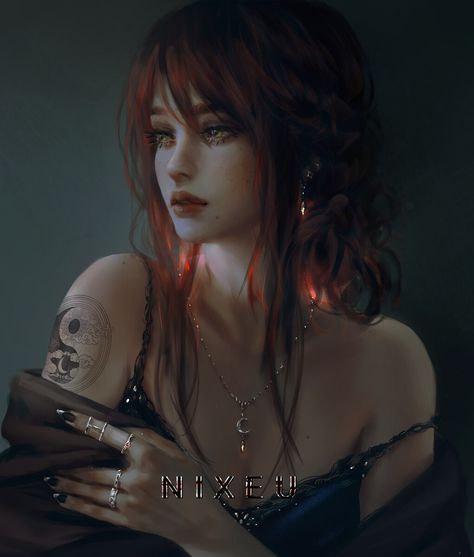 Red Hair Green Eyes, Red Hair Woman, Digital Art Girl, Hair Art, Dark Hair, Character Design Inspiration, Aesthetic Art, Female Art, Art Digital