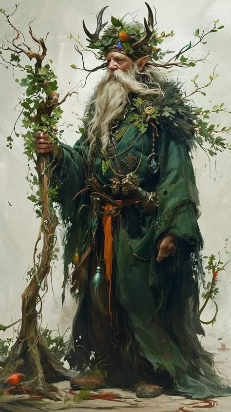 Forest Spirit Character Design, Forest Elf Art, Forest Wizard, The Green Man, Wizard Costume, Celtic Gods, Tree People, Forest Elf, Elf Art