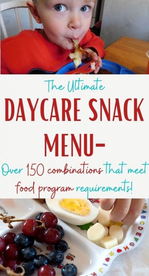 Daycare Meal Plan, Daycare Snack Ideas, Daycare Lunch Menu, Daycare Menu Ideas, Daycare Food Ideas, Daycare Snacks, Preschool Snack Ideas, Daycare Lunch Ideas, Montessori Daycare