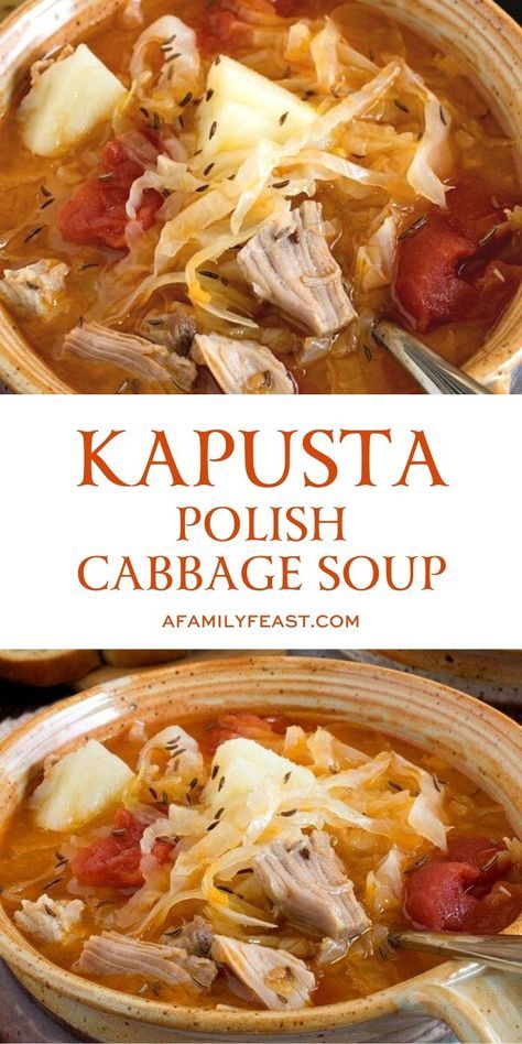 Polish Cabbage Soup, Kapusta Recipe, Polish Cabbage, Soup Cabbage, Pork Cabbage, Sauerkraut Soup, European Dishes, Eastern European Recipes, Pork And Cabbage