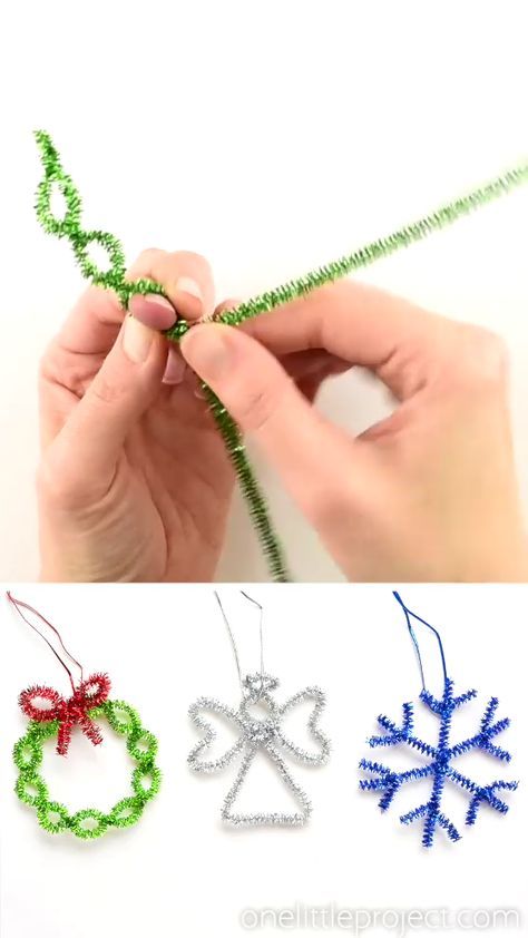 crochet Kids Christmas Ornaments Christmas Crafts For Kids How To Make Ornaments Snowflake Orname Easy Christmas Crafts Pipe Cleaners, Holiday Pipe Cleaner Crafts For Kids, Pipe Cleaner Wreath Ornament, Easy Pipe Cleaner Crafts For Kids, Christmas Pipe Cleaner Crafts, Pipe Cleaner Christmas Crafts, Pipe Cleaner Wreath, Pipe Cleaner Snowflakes, Christmas Crafts Pipe Cleaners