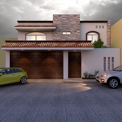 Casa Garage, Houses In Mexico, Modern Gate, Mexico House, Garage Door Design, Modern Bungalow House, Modern House Facades, Modern Exterior House Designs, House Gate Design