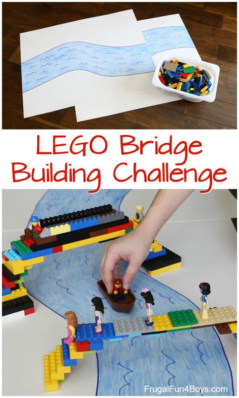 Lego Bridge, Oppgaver For Barn, Lego Camp, Building Challenge, Fun Stem Activities, Lego Challenge, Lego Club, Lego Activities, Stem Activity