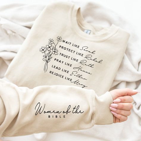 Women of the Bible, Boho Christian, Motivational Christian Gift , Bible Verse, Floral Religious Quotes, Womens Church Tshirt - Etsy Mama Shirts, Dog Mama, Mama Sweatshirt, Custom Sweatshirts, Mom Sweatshirt, Kid Names, Fleece Fabric, Memorial Day, Dog Mom