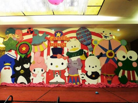 Hello Kitty Carnival Themed Stage Styro Backdrop Carnival Theme Kitty Party, Hello Kitty Carnival, Carnival Theme, Kitty Party, Hello Kitty Party, Carnival Themes, Cat Party, Baby Cake, Carnival