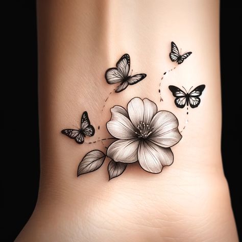 Small Tattoo Ideas Butterflies, Beautiful Butterflies Tattoo, Lilly With Butterfly Tattoo, Butterfly And Rose Hand Tattoo, Name Cover Up Tattoos For Women Before And After, Butterfly To Flower Tattoo, Small Butterfly Tattoo With Name, Best Butterfly Tattoos For Women, Pretty Tattoos For Women Neck