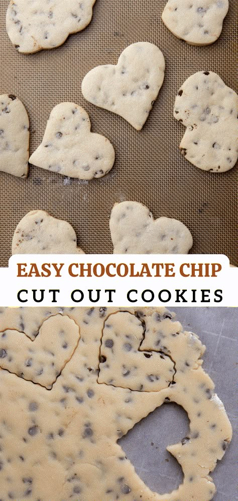 Chocolate Chip Shape Cookies, Roll Out Chocolate Chip Cookies, Chocolate Chip Roll Out Cookies, Sugar Cookies With Chocolate Chips, Rainbow Chip Cookies, Chocolate Chip Cutout Cookies, Rolled Cookies Recipes, College Desserts, Cookies For Decorating