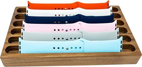 Watch Band Storage Diy, Apple Watch Bands Organizer, Womens Watch Holder, Apple Watch Band Storage, Mens Watch Holder Organizers, Diy Apple, Apple Watch Stand, Solid Wood Design, Watch Stand