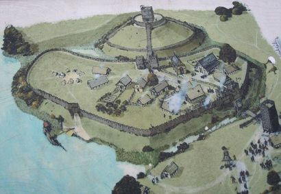 A motte-and-bailey castle, like the one in Kudasad of Layounna. Motte And Bailey, Motte And Bailey Castle, Kenilworth Castle, Castle Medieval, Something In The Water, British Castles, Small Castles, Medieval Life, Castle Art