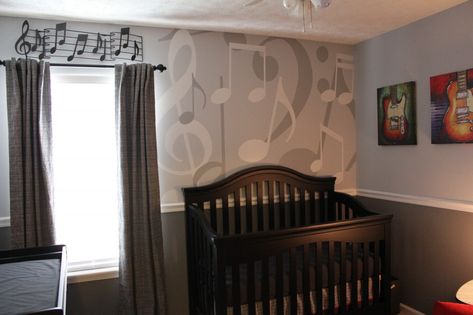 rock n' roll room.... love the music notes on the wall! Music Themed Nursery, Rock And Roll Room, Music Themed Rooms, Music Nursery, Baby Room Themes, Trendy Baby Nursery, Boy Music, Baby Nursery Ideas, Music Decor