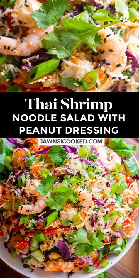 Shrimp Noodle Salad, Thai Glass Noodle Salad, Asian Pasta Salads, Salad With Peanut Dressing, Asian Pasta, Thai Noodle Salad, Glass Noodle Salad, Shrimp Noodles, Thai Shrimp