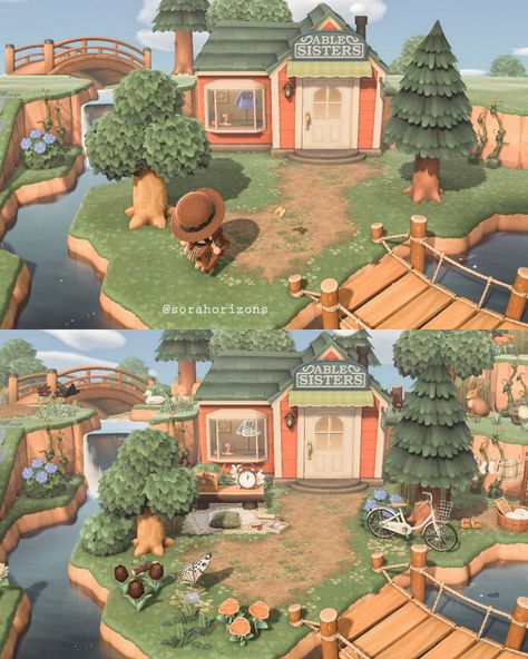 Acnh Airport Designs, Overgrown Acnh, Shops Acnh, Acnh Overgrown Island, Acnh Shopping Area Ideas, Acnh Shops Idea, Animal Crossing Shopping Area, Acnh Island Layouts, Acnh Aesthetics