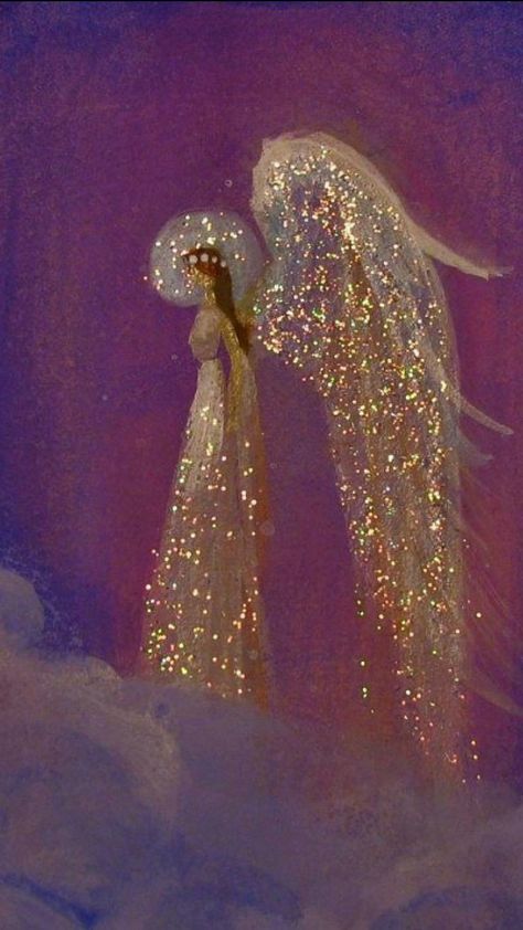 Winter Angel Aesthetic, Angle Paintings, Attached To Nothing Connected, Ethereal Christmas, Winter Solstice Art, Celestial Christmas, Solstice Art, Angel Illustration, Happy Birthday Art