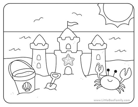 Sand Castle Coloring Page Sand Castle Coloring Page, Breaker Rock Beach Coloring Sheets, Sandcastle Coloring Page, Sand Castle Craft Preschool, Breaker Rock Beach Coloring Pages, Sand Castle Drawing, Beach Coloring Sheets, Sand Castle Craft, Sunday School Coloring Sheets