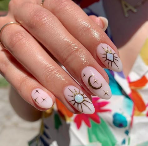 Astrology Nail Designs, Leo Season Nails, Aries Nails, Aries Women, Boho Nails, Manicured Nails, Moon Nails, Perfect Manicure, Nails Only