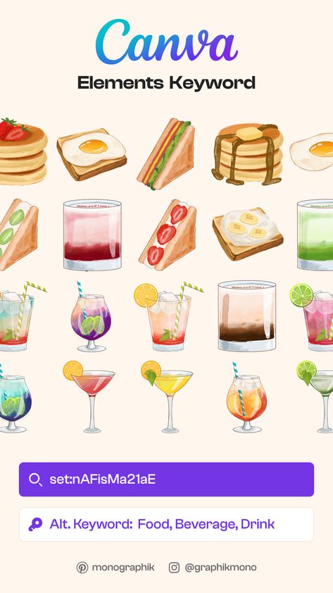 Canva Element Keyword for Food & Beverage Illustration - set:nAFisMa21aE 61 #3dcanva #vectorelement #canvasearchwords #cuteelements📐 Canva Assets, Beverage Illustration, Canva Idea, Canva Keywords, Elements Canva, Keyword Elements Canva, Element Illustration, Candle Projects, Canva Elements Keyword