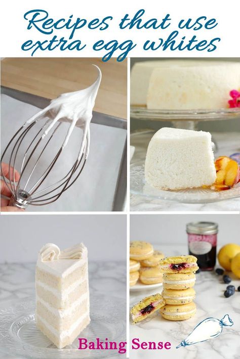 What to do with all those left over eggs whites? Don't worry, I've got you covered with 25 recipes that use all whites or more whites than yolks. #recipes #left over #ideas What To Do With Egg Whites, Egg White Desserts, Egg White Recipes Dessert, Recipe Using Egg Whites, Chocolate Angel Food Cake, White Recipes, Egg White Recipes, Macaroon Cookies, Pretty Desserts