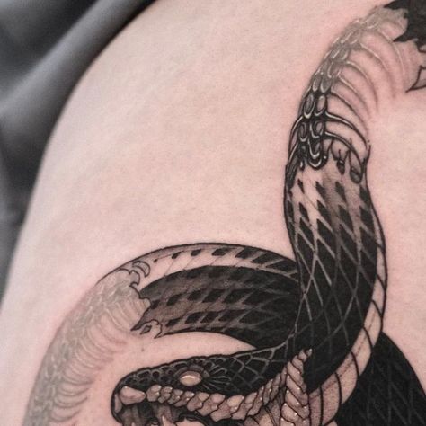 Full Body Snake Tattoo, Skeleton Snake Tattoo, Rattle Snake Tattoo, Snake Skeleton Tattoo, Snake Tattoo Design, Skeleton Tattoos, Detailed Tattoo, Snake Bites, Tibetan Art