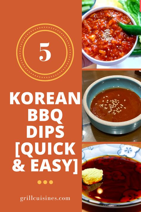 Soybean paste sauce (doenjang) is often served with chicken and beef, while sesame oil dipping sauce is popular for beef. Bbq Dips, Korean Bbq Dipping Sauce, Bbq Dipping Sauce, Korean Bbq At Home, Easy Grill, Korean Barbeque, Korean Bbq Restaurant, Korean Bbq Sauce, Mongolian Beef Recipes