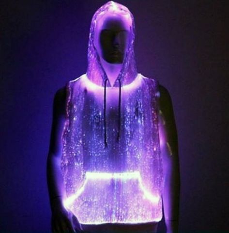 Light Up Hoodie, Light Up Clothes, Gas Mask Art, Fiber Optic Lighting, Rave Mask, Club Lighting, Purple Coffee, Led Fashion, Light Up Shoes