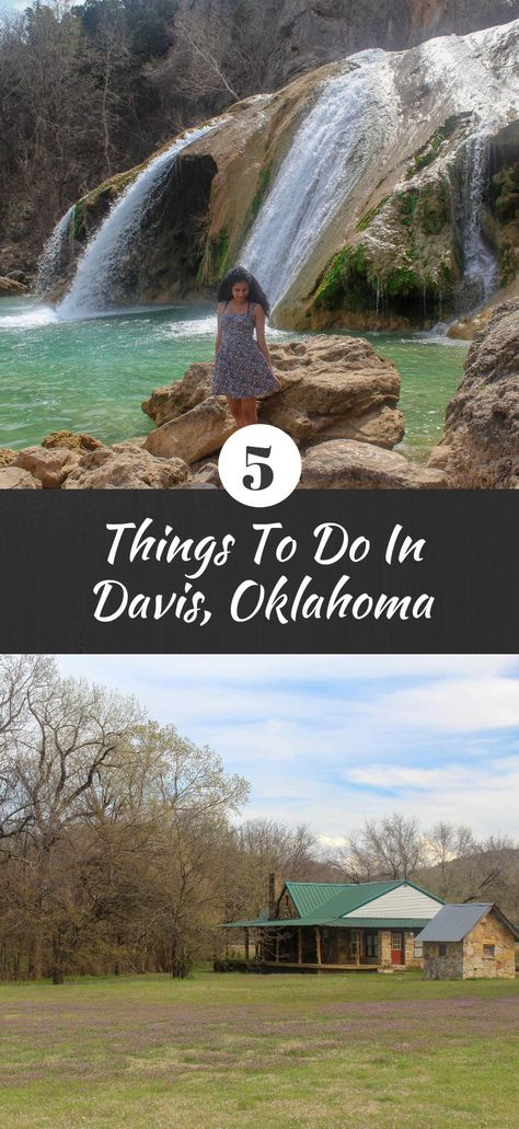 Top 5 Things To Do In Davis, Oklahoma. Located in the Arbuckle Mountains, Davis Oklahoma is a small town stop along I-35. From visiting Turner Falls to the Chickasaw Welcome Center, there are so many things to do in Davis, Oklahoma. #Davis | #Oklahoma | #SoonerState | #TurnerFalls | #Waterfalls | #USA| #Travel Davis Oklahoma, Chickasaw Nation, Turner Falls, Oklahoma Travel, Welcome Center, Penguin Crafts, Colorado Landscape, Sharpie Crafts, Crafts For Teens To Make