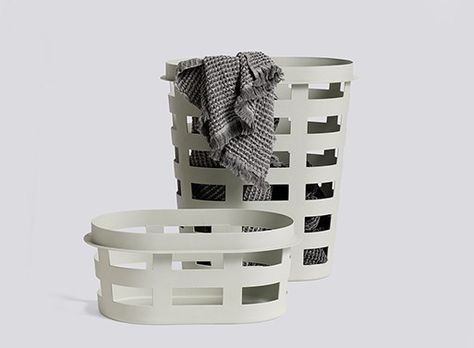 HAY Laundry Basket | Netfloor USA Grey Laundry Basket, Stackable Baskets, Basket Light, Laundry Room Storage Shelves, Modern Baskets, Large Laundry Basket, Stackable Washer And Dryer, Laundry Bin, Basket Lighting