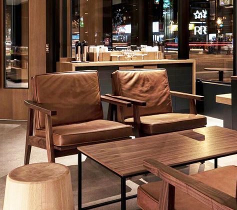 Starbucks Interior, Vintage Leather Chairs, Purple Chair, Cafe Seating, Sofa Seating, Leather Chairs, Coffee Shop Design, Cafe Interior Design, Cafe Chairs